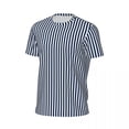 thumbnail image 4 of T Shirt For Men Nautical Navy Blue Running Stripes Trendy Cool Men Classic Tee Shirt Beach Short Sle, 4 of 6