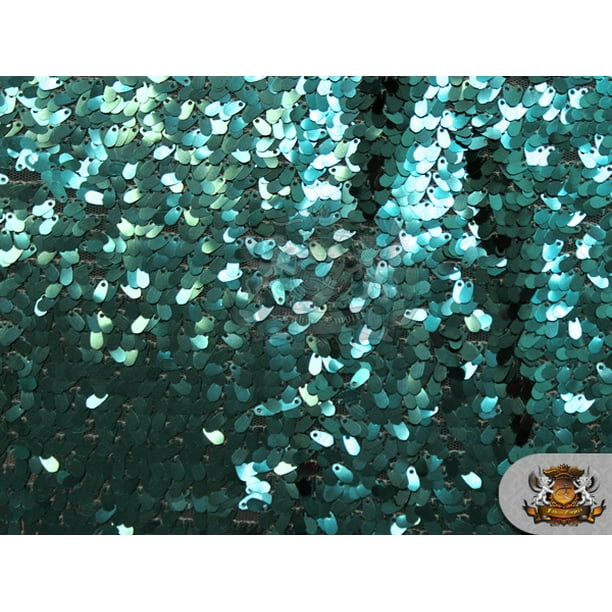 Small Sequin Micro Teardrop Dangle Fabric TEAL / 54" Wide / Sold by the