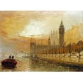 thumbnail image 2 of Stanfield Moore, Claude T 24x19 Gold Ornate Wood Framed with Double Matting Museum Art Print Titled - View of Westminster From The Thames, 2 of 4