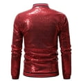 thumbnail image 3 of Herrnalise Jackets for Men Casual Solid Standing Collar Long Sleeve Sequin Dance Dress Zip Ja Burgundy, 3 of 8