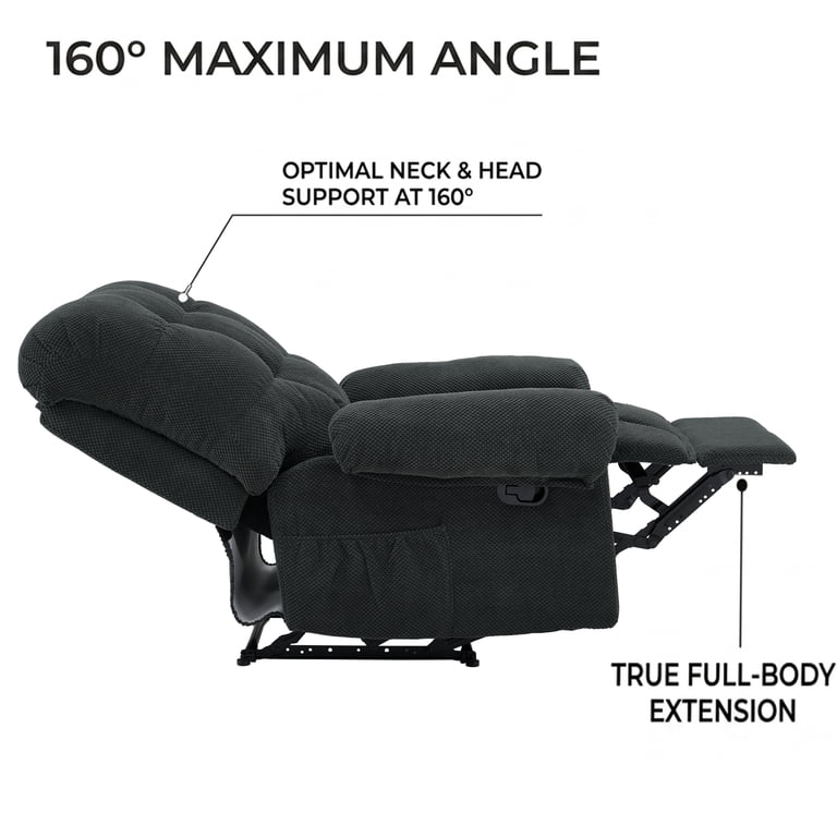Garitin Overstuffed Manual Push Back Recliner, Gray photo 4