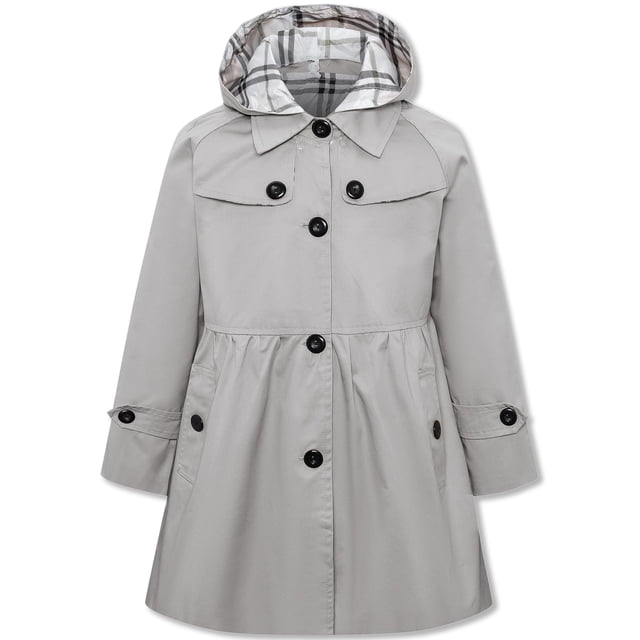 Gabardina Betusline para niña de un solo pecho, gris, 6-7 años