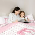 thumbnail image 4 of Feelyou Initial E Letter Twin Bedding Sets 7-Piece, Pink Bowknot Bedding Comforter Set, 4 of 8