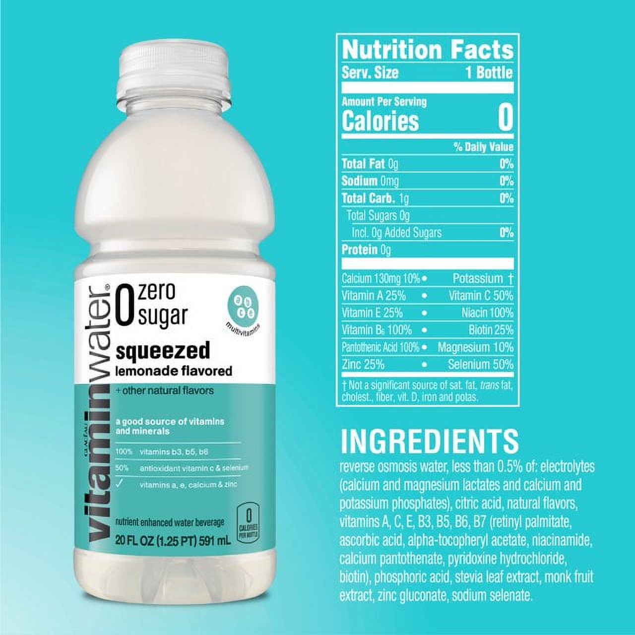 Vitaminwater Zero Squeezed Lemonade, 20 Oz Bottle