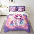 thumbnail image 2 of Castle Fairy Cartoon Animal Unicorn Twin Bedding Sets 7-Piece for Preppy Child Girls,Dreamy Princess Bedding Comforter Set Microfiber,Universe Galaxy Breathable Sheet Sets,Microfiber Bedroom Decor, 2 of 8