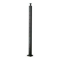 Cable Railing Post 42 Inch, Stainless Steel Corner Post with L-Shaped Holes, Black Railing Post Kit for Deck, Stair, Patio - 1 Pack