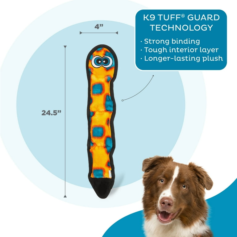 ARB The Best 　 POWER UP! HOUND DOG Outward Hound Invincibles Squeaky Orange Snake Plush Dog Toy