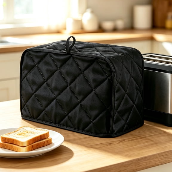 2 Slice Toaster Cover, Black Reusable Waterproof Oilproof Fabric Protector, Dustproof Guard for Small Household Kitchen Appliances(11.8"x7.9"x7.9")