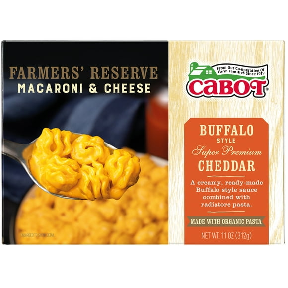 Cabot, Farmers' Reserve, Macaroni & Cheese, Buffalo Style Super Premium Cheddar, Organic Radiatore Pasta, 11oz