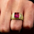 thumbnail image 2 of Divine Creation 1.50 Ct Emerald Cut Red Ruby Wedding Engagement Band Pinky Ring 14K Yellow Gold Plated 925 Sterling Silver For Men's -9.5, 2 of 3