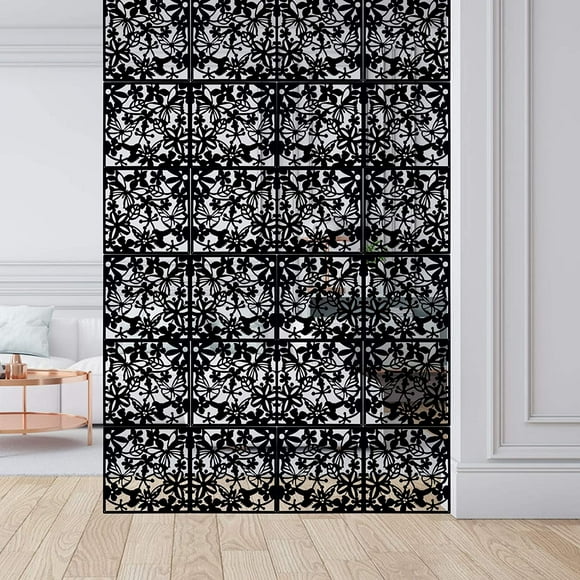 ShenMo Panneaux de Séparation de Chambre Suspendus en PVC de Fleur de Papillon de Pack 12 pour la Maison d'Hôtel (Noir)