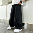 thumbnail image 4 of Coerni Cargo Pants for Boys Elastic Waist Baggy Casual Khaki Wide Leg Pants Neutral Minimal Youth Versatile Casual Preppy Pants, 4 of 8