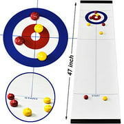 Table Top Fun Family Games Compact Curling Board Game Set for Kids and Adults Shuffleboard Pucks with 8 Rollers