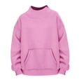 thumbnail image 3 of Oversized Sweatshirts Women Split Mock Crew Neck Plain Pullover Tops Long Sleeve Loose Casual Fall Winter Clothes (XL, Pink|Pocket), 3 of 7