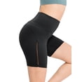 thumbnail image 4 of Xuanfei Women Solid Color Mesh Strap Insert Tummy Control High Waisted Yoga Shorts, 4 of 6