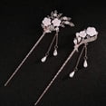 thumbnail image 4 of Paquete de 2 palillos para el cabello con flores y perlas de diamantes de imitación, palillos chinos para el cabello, decoración para el cabello largo, estilo tradicional chino, horquilla para el, 4 of 6