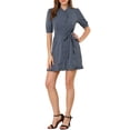thumbnail image 1 of Unique Bargains Robe Chemise à Manches Courtes à Volants pour Femmes, 1 of 5