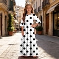 thumbnail image 5 of LJEFF Girls Dress with Pocket, 3/4 sleeves Wave Point Crew Neck Flowy Tiered Skirt Casual Dresses for Kids Black Size 6 Years, 5 of 7