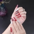 thumbnail image 3 of Uñas postizas prensadas brillar rojas Ataúd de Navidad largas con sn, 3 of 5
