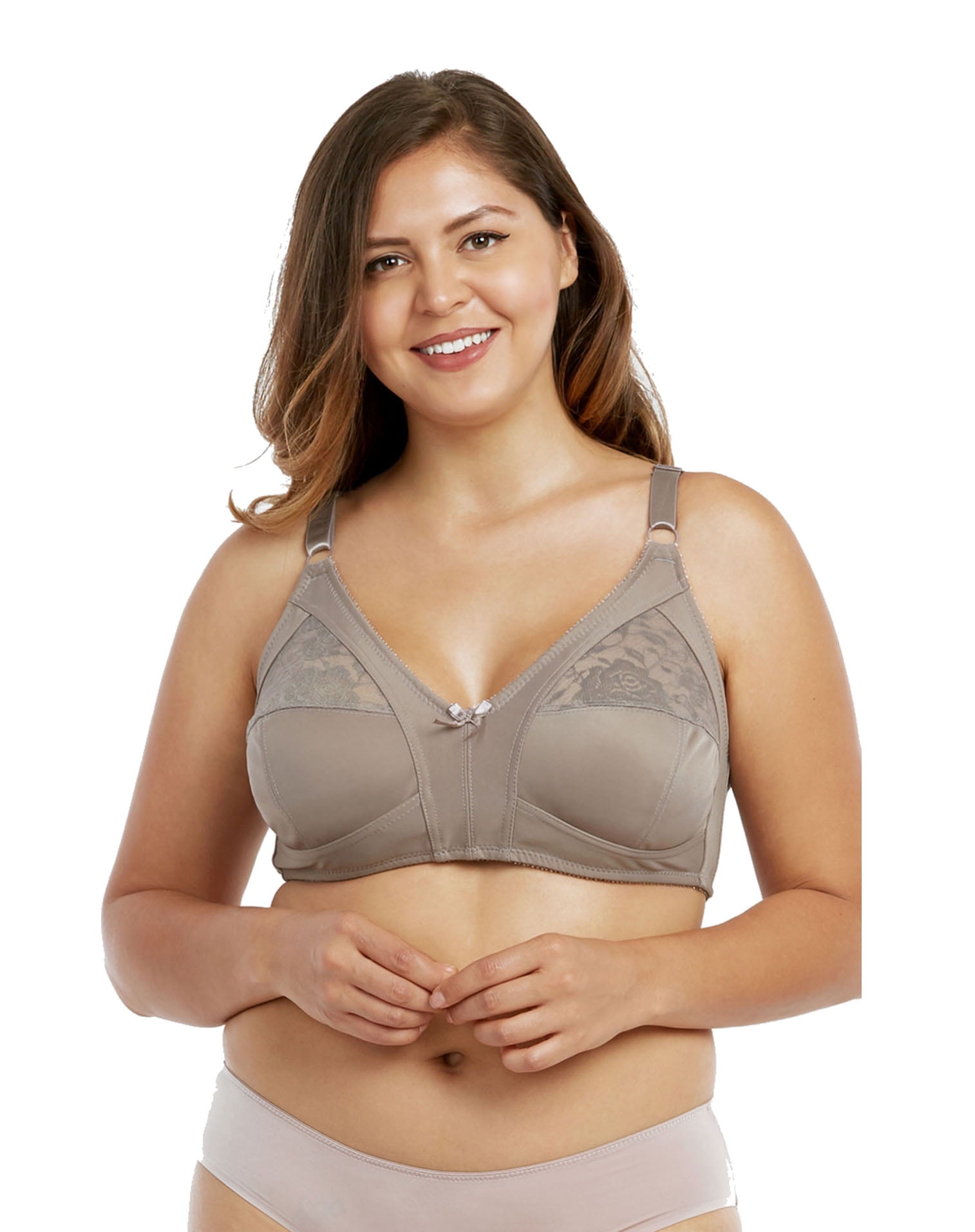6 Pieces Wireless Lace Full Cup 3-Hooks No Padding Wire Free Bra (38D)