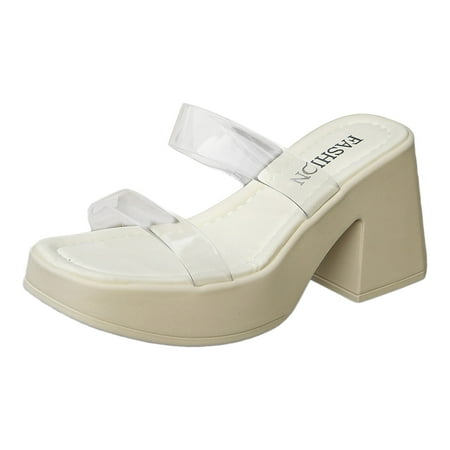 

Jungdeepe Ladies Summer Coloured Transparent Soft Bottom Outside Wear Thick Heel High Heel Womens Summer Sandals Heels Summer Us Ladies Wide Width Sandals Sandals Women Comfort Heels for Women Size 9