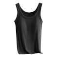 thumbnail image 2 of WHEANG Deep V Neck Tank Tops for Women Plus Size Modal Ribbed Camisole with Built in Padded Bra Slim Fit Spaghetti Strap Tank Top Simple Layering Basic Top Size 4XL Color Black, 2 of 5