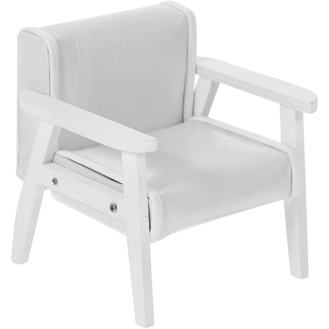 QJUHUNG Décorations de Mini Fauteuils Inclinables Jouets Bancs de Maison de Poupée en Bois Extérieur Blanc