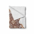 thumbnail image 2 of Oriental Soft Flannel Fleece Throw Blanket, Ornamental Abstract Doodle Style Folkloric Flower Round Mandala, Cozy Plush for Indoor and Outdoor Use, 60" x 80", Orange Brown, by Ambesonne, 2 of 6
