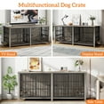 thumbnail image 3 of Laintene Large Dog Crate Furniture, Wooden Dog Kennel with Removable Divider, TV Stand Dog Cage with Dog Bowls, Indoor Pet House, Gray, 3 of 7