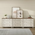thumbnail image 3 of Modern Dresser for Bedroom with 9 Drawers, Kids Dressers with Wide Chest of Drawers, Wooden Closet Storage Cabinet Organizer, Dressers for Living Room & Nursery & Hallway, Rustic White, 3 of 7