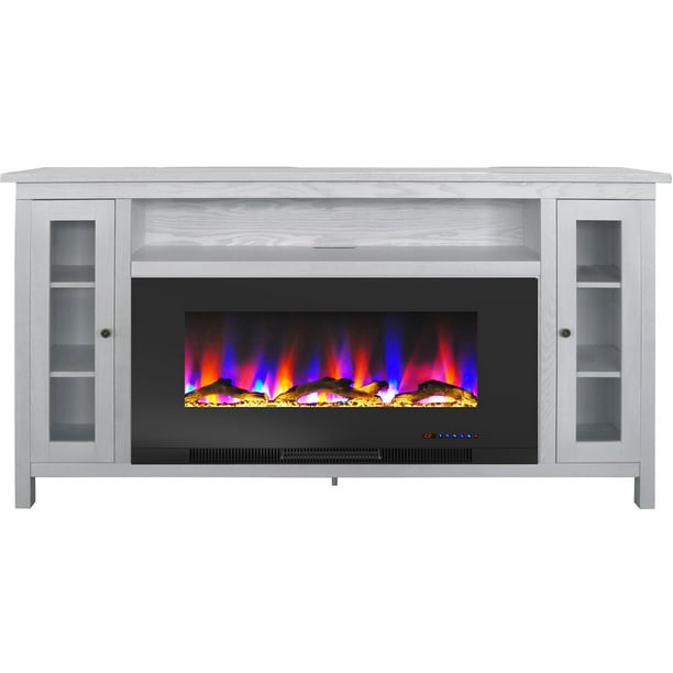 Cambridge Somerset 70In. White Electric Fireplace TV Stand with Multi