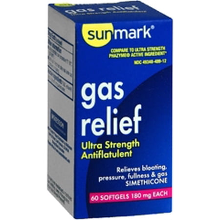 sunmark Gas Relief 180 mg Strength Softgel Box of 60