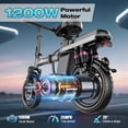 thumbnail image 4 of ASKGO 1200W Electric Bike for Adults Teens, 48V 14Ah Folding Ebike, 25MPH & 30 Miles Range, 14" Commuting Ebike with Dual Suspension & Dual Brake, 3-Speed Modes, Portable Electric Mini Bike,UL2849, 4 of 11