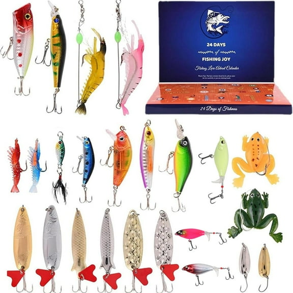 Christmas Fishing Advent Calendar 2024 Fishing Countdown ,24 Days Fishing Lures Set for Fisher Adult Men Teen Boys Xmas Surprise Gift Blind Box,A