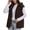 Coffee, variant on Womens Plus Size Winter Hooded Quilted Faux Suede Vest Full Zip Sleeveless Jacket Casual Warm Padded Outerwear