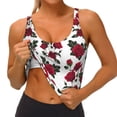 thumbnail image 3 of Fotbe Rose Flowers Sujetador Deportivo Largo sin Aros para Mujer con Almohadillas y Soporte Medio, Transpirable y Absorbente, Camiseta Tipo Chaleco o Tank Top-XX-Large, 3 of 8