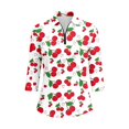 thumbnail image 4 of HCYSFG Womens Cherry Print Polo Shirt Collared 3/4 Sleeve Quarter Zip Golf Blouse Curved Hem Relaxed Fit Casual Sports Top, 4 of 6