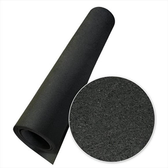 Rubber-Cal Elephant Bark Rubber Flooring Mat - Black&#44; 132 x 48 x 0.25 in.