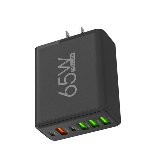 6-Port Travel Charger - 2xType C PD 4xUSB 3.1A Output, Compact Efficient Charging for US Travel, Multi-Device Compatible