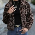 thumbnail image 2 of Zpanxa Women's Leopard Print Sherpa Jacket Cozy Fleece Lined Short Zip Up Casual Winter Outerwear Animal Pattern, 2 of 6