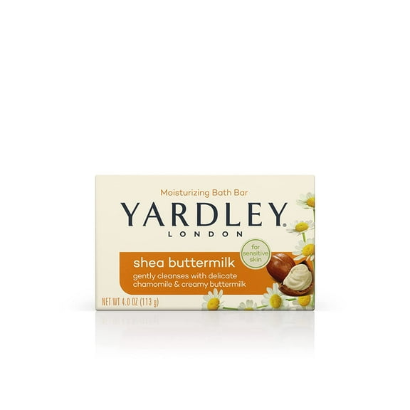 Yardley London Shea Buttermilk Nourishing Bath Bar, with Delicate Chamomile & Creamy Buttermilk, Ideal for Sensitive Skin, 4 oz