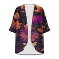 thumbnail image 6 of Meichang Womens Lightweight Cardigan Puff Sleeve Floral Print Kimono Cardigan Open Front Chiffon Cardigans Loose Beach Cover Up, 6 of 6
