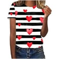 thumbnail image 2 of VKOYWKM Heart Print Tees for Women Valentine's T-Shirts Short Sleeve Casual Crew Neck Holiday Tops Romantic Valentines Day Gifts Shirt, 2 of 4