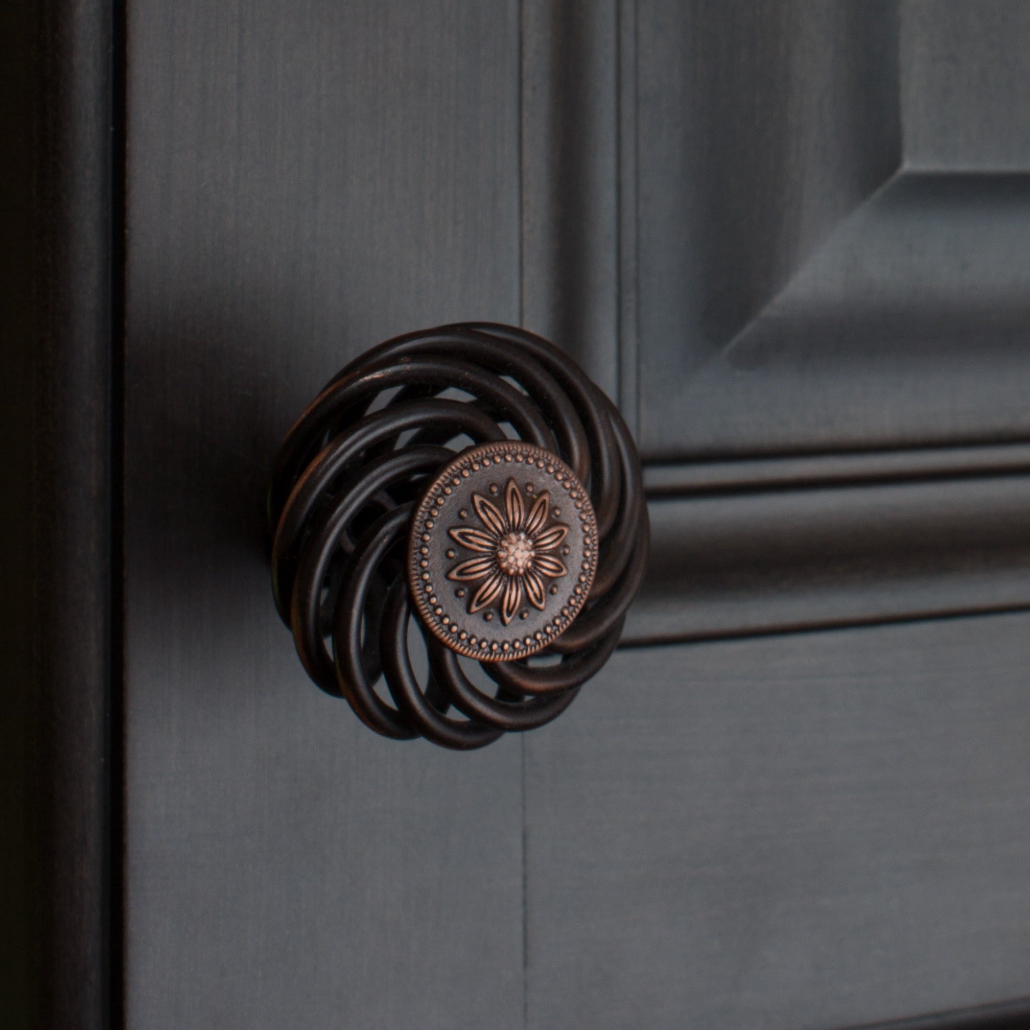 GlideRite 1.5 in. Flower Birdcage Cabinet Knobs, Rustic Bronze, Pack of 25