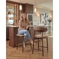 thumbnail image 3 of EOP Single Barstool, Mid Century Counter Height Barstools with Curved Back, Upholstered Kitchen Bar Chairs with Wood Legs for Kitchen Island Dining Room, Camel, 3 of 9