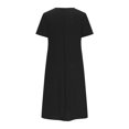 thumbnail image 4 of CHOK Robes de Cocktail pour Femmes 2024 Robe T-Shirt à Manches Courtes Décontractée en Coton Lin Longues Robes Col Rond Été Plage Robes d'Été avec Poches Vestidos Casuales pour Femme, 4 of 6