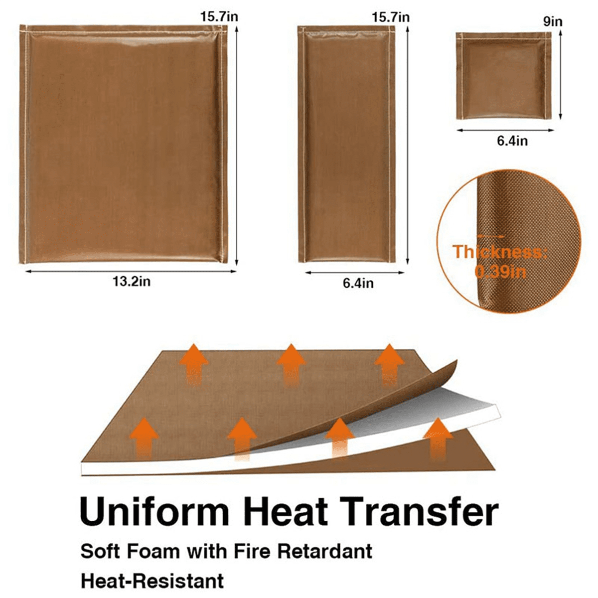 10Pcs 3 Sizes Heat Pressing Transfer Pillow Heat Pad with 4PCS Heat Sheet for Heat Digital