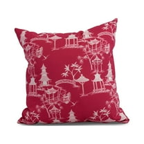 18 x 18 inch, Chinapezka Floral Print Pillow, Pink/Fushcia