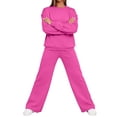 thumbnail image 4 of Jovrlynd Two Piece Sets for Women Crewneck Long Sleeve Sweatshirt Wide Leg Pants Lounge Sets Fall Winter Outfits, 4 of 7