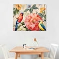 thumbnail image 2 of Nawypu  Pink Flower Picture Bathroom Decor Wall Art Parrot Bird with Butterfly for Girls Room Bedroom Walls Canvas, 2 of 4